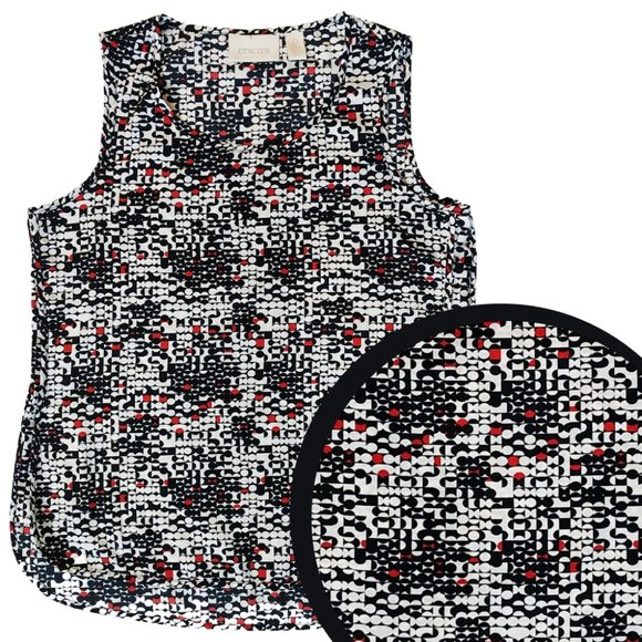 Chico's Travelers Geometric Top sz 0 Small Sleeveless EUC Red Black Chicos - Picture 1 of 7